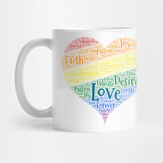 Pride Diagonal Rainbow Heart word Cloud Art by ckandrus